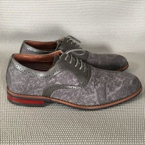 Ferro Gray Paisley Pattern Mens Oxfords Dress Shoes Sz 7.5.